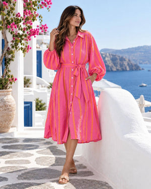 Shirt Style Dress Pink/Orange