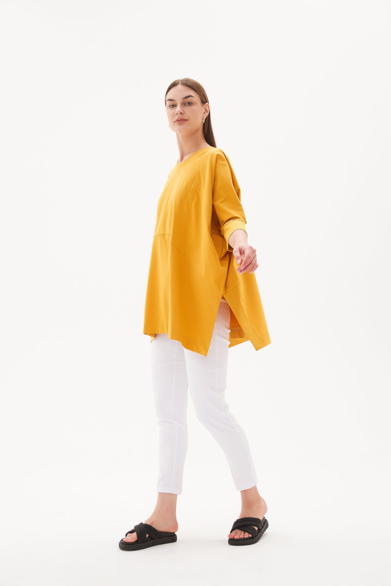 Jersey Wide Seam Detail Tunic Canary