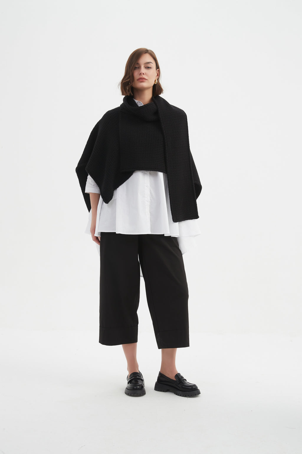 Asymmetric Wrap Knit Black