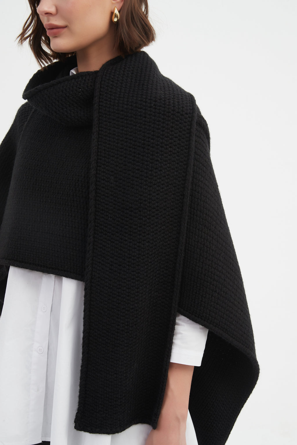 Asymmetric Wrap Knit Black