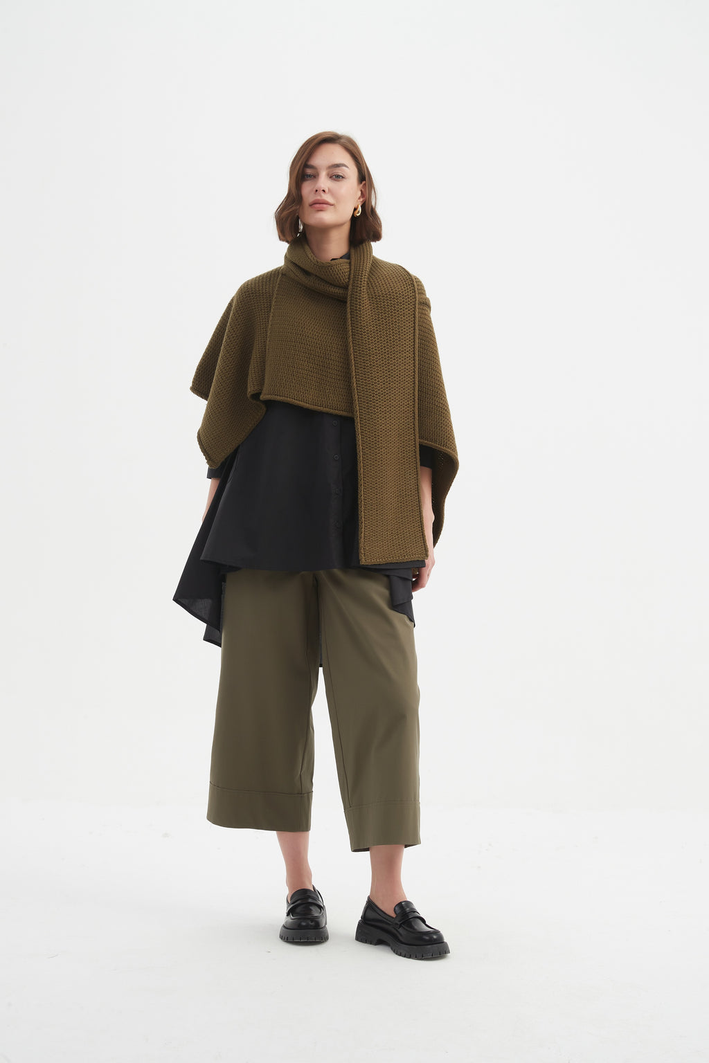 Asymmetric Wrap Knit Khaki