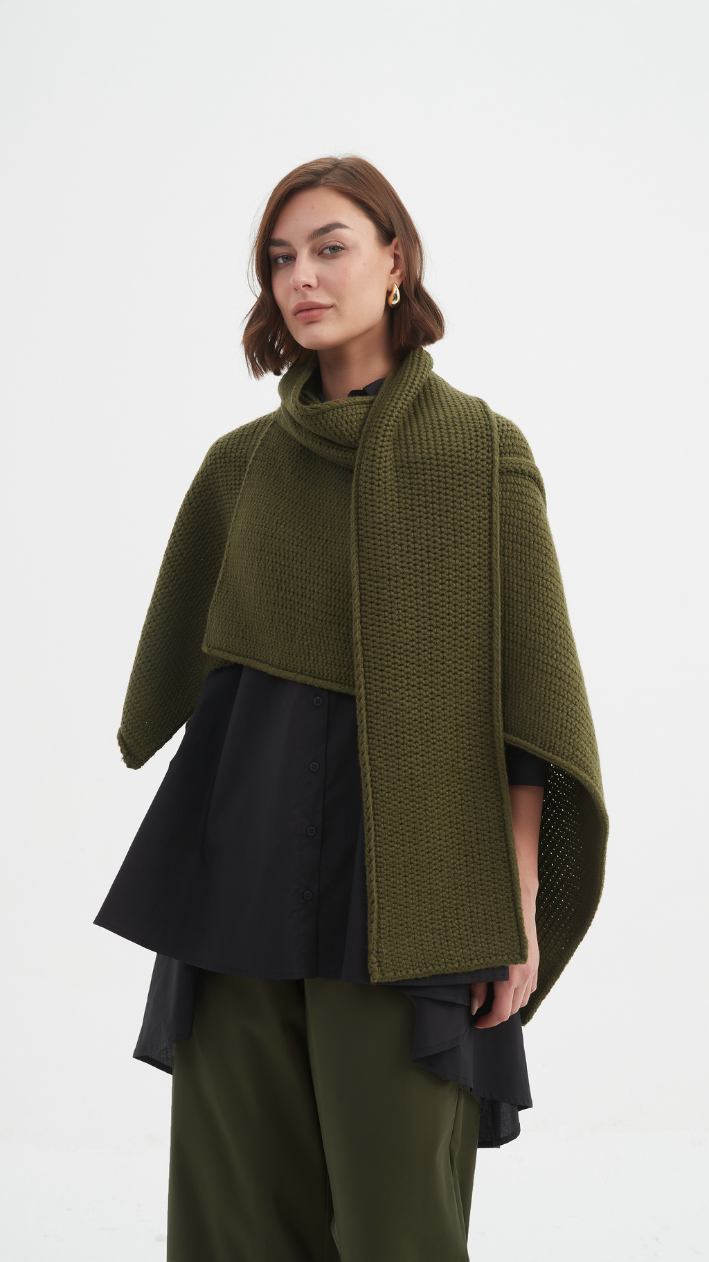 Asymmetric Wrap Knit Khaki