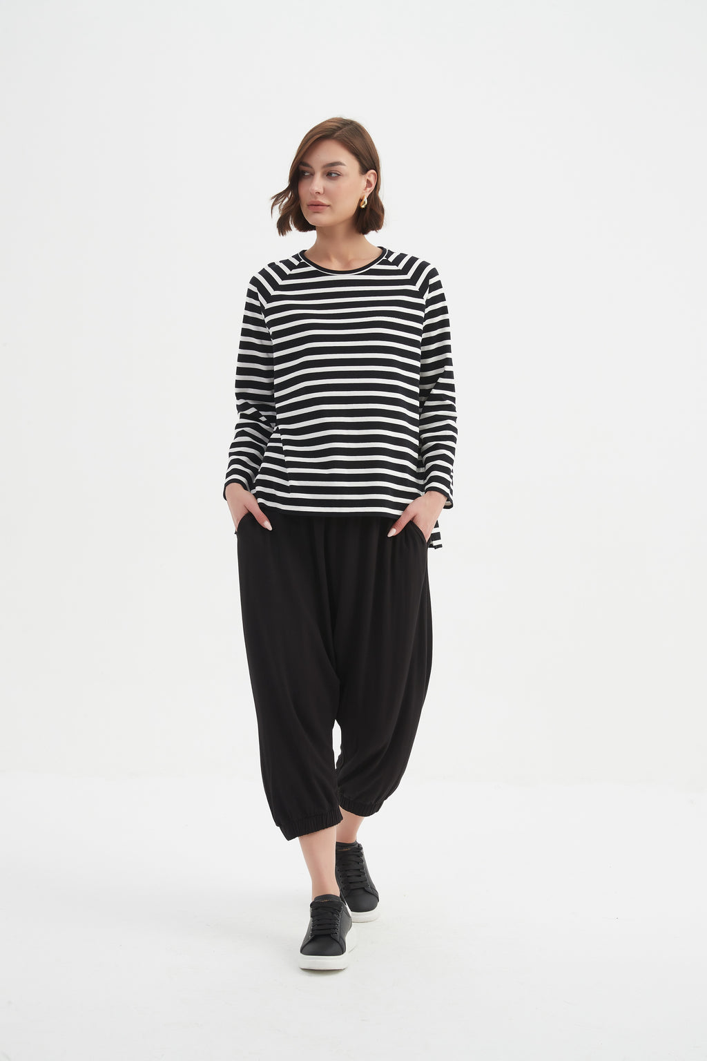 Long Sleeve Stripe Black/White