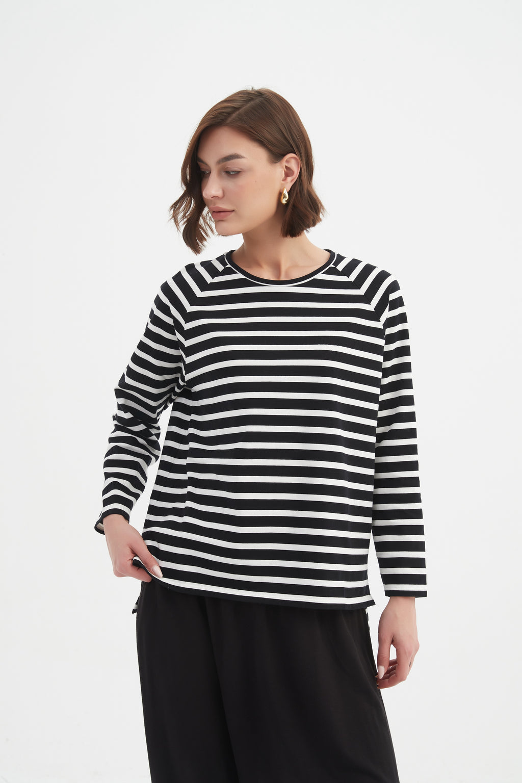 Long Sleeve Stripe Black/White