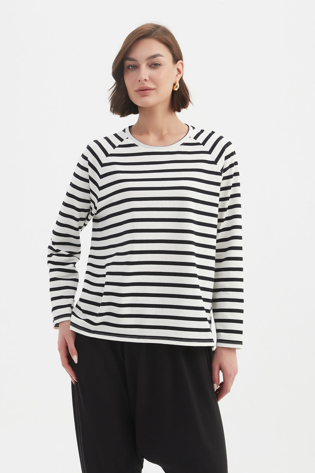 Long Sleeve Stripe White/Black