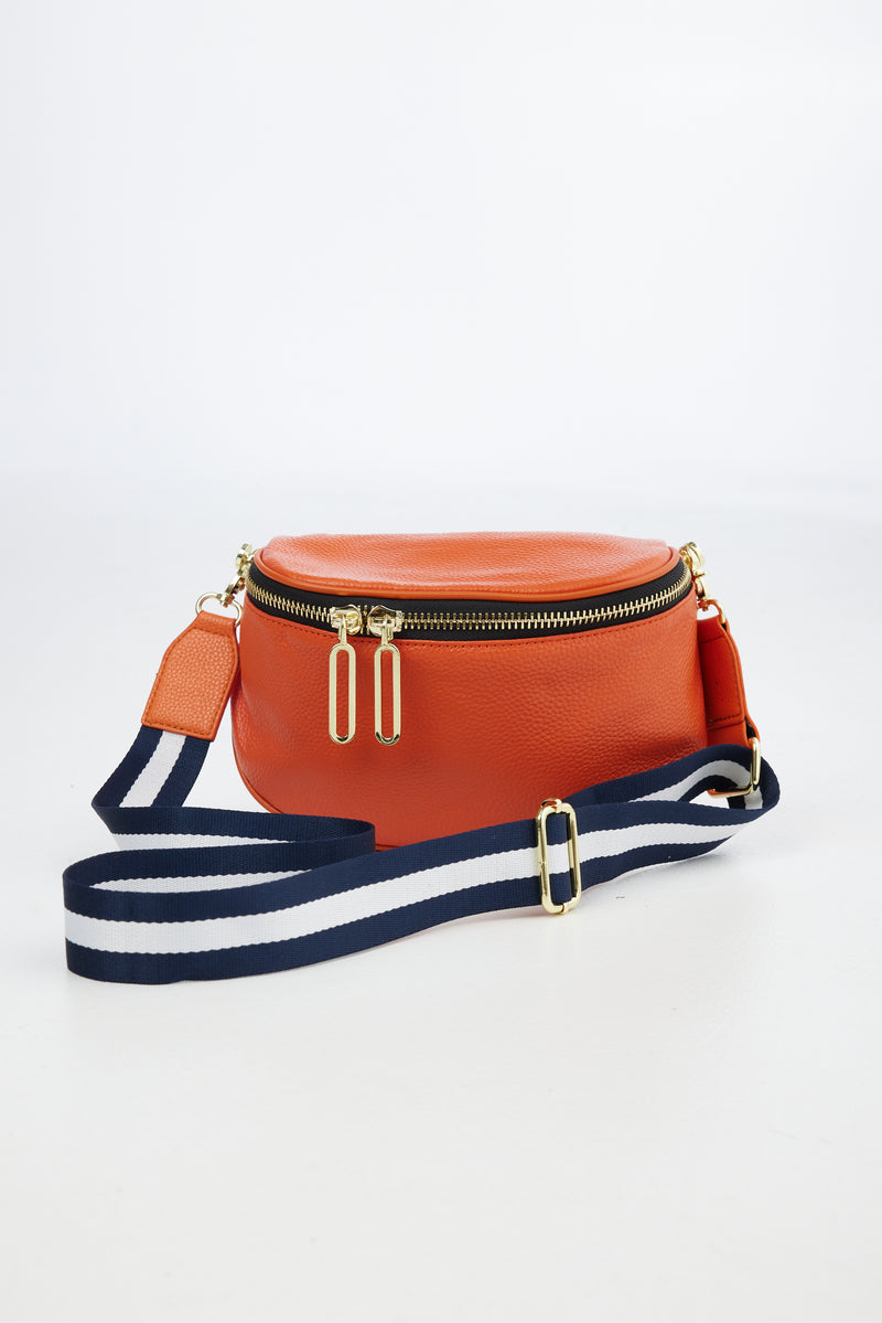 Kensington Pouch Bag Orange + Navy Stripe