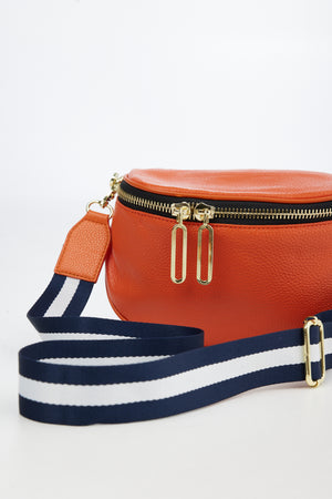 Kensington Pouch Bag Orange + Navy Stripe