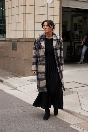 Lana Coat Black Check