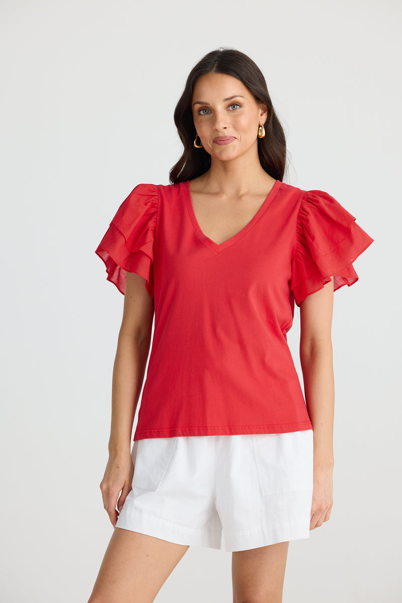 Gigi Vneck Tee Chilli