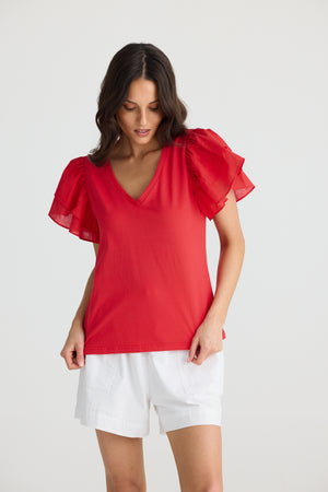 Gigi Vneck Tee Chilli