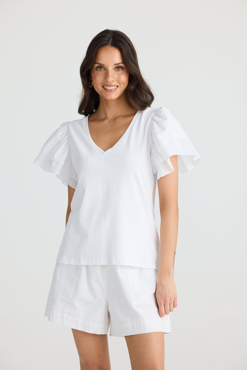 Gigi Vneck Tee White