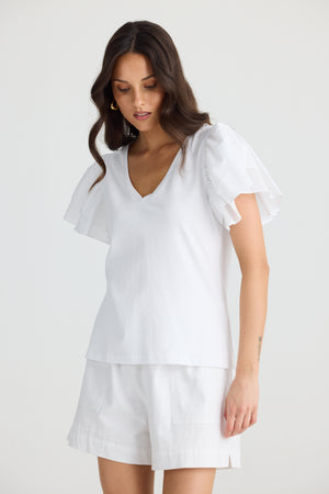 Gigi Vneck Tee White