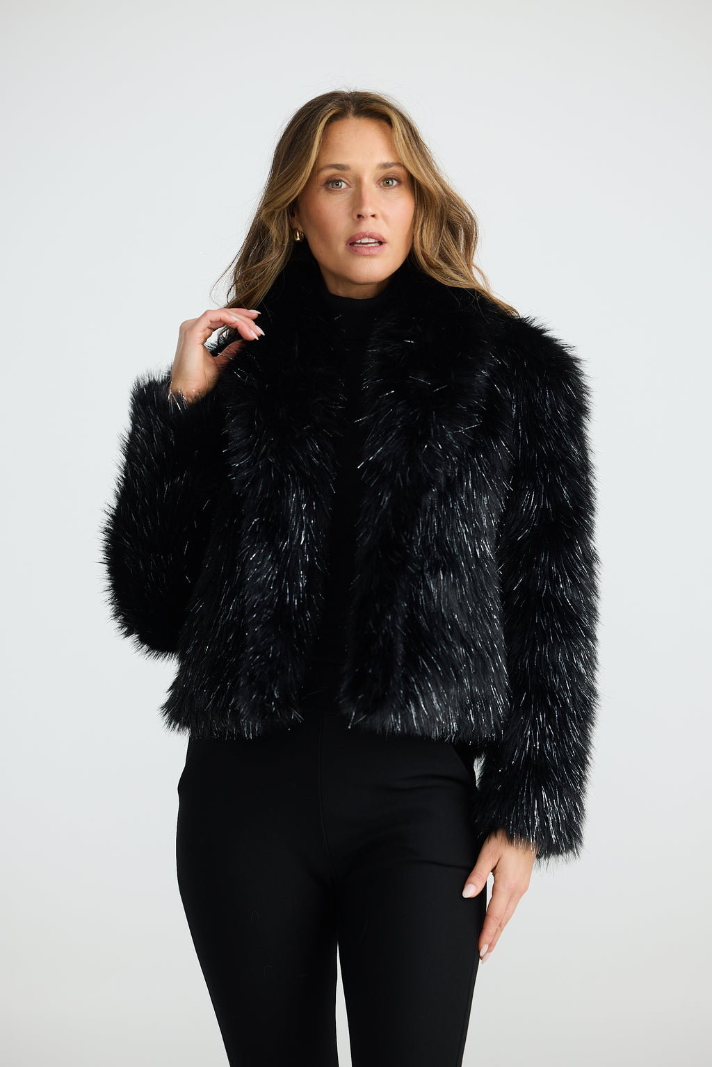 Glam Fur Jacket Black