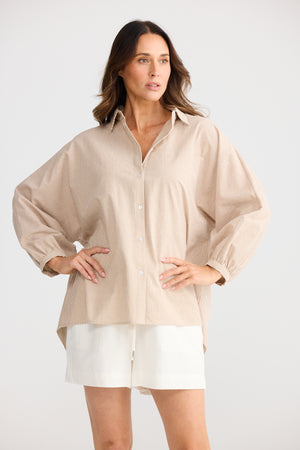 Monty Shirt Latte Stripe