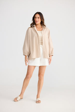 Monty Shirt Latte Stripe