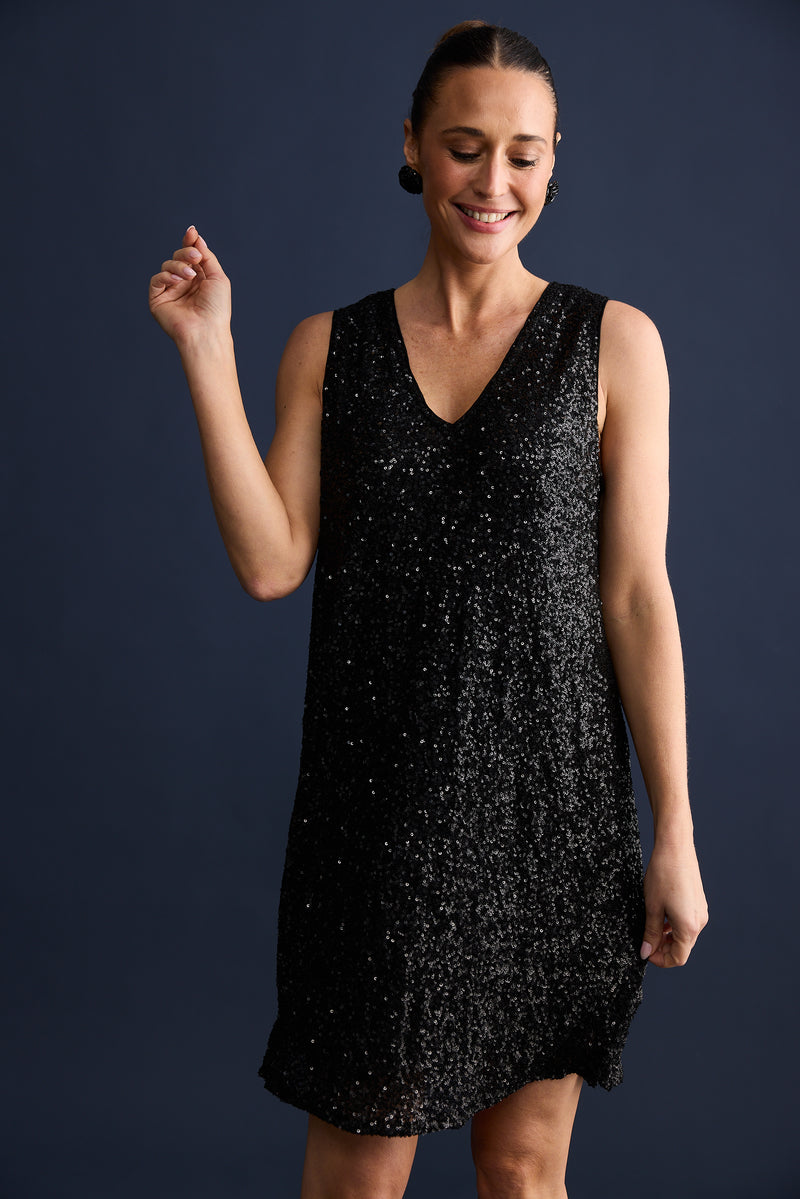 Glitz Swing Dress Black