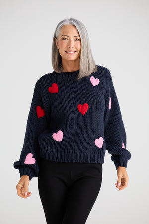 Heart On My Sleeve Navy Multi