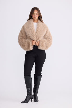 Chantel Fur Jacket Biege