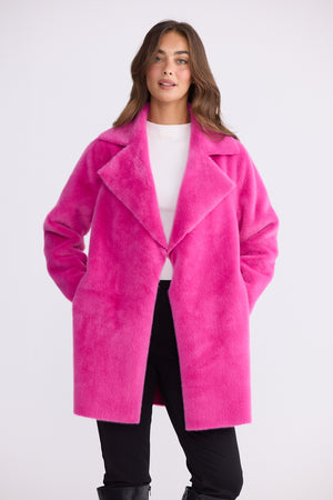 Odette Fur Coat Hot Pink