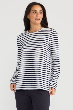 Sana L/S Tee Navy Stripe
