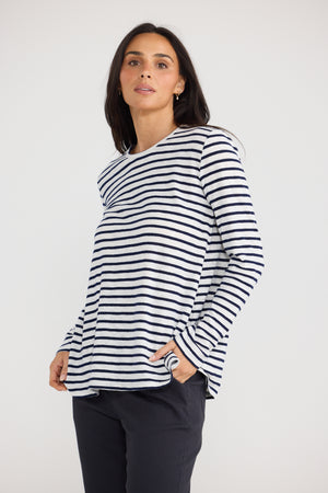 Sana L/S Tee Navy Stripe