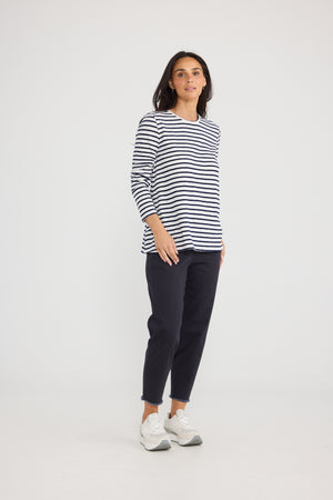 Sana L/S Tee Navy Stripe
