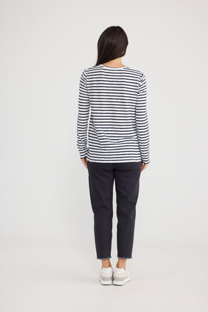 Sana L/S Tee Navy Stripe