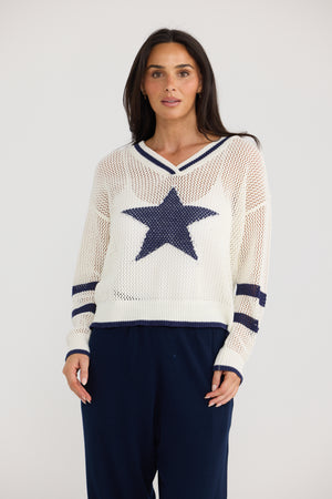 Mckinney Knit White w navy