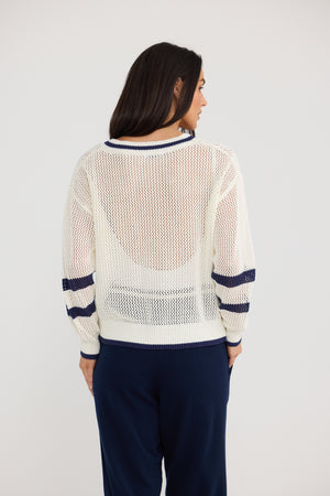 Mckinney Knit White w navy