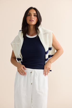 Mckinney Knit White w navy