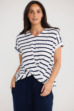 Rapture Tee Navy White Stripe