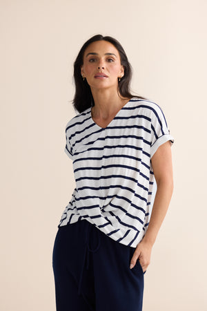 Rapture Tee Navy White Stripe