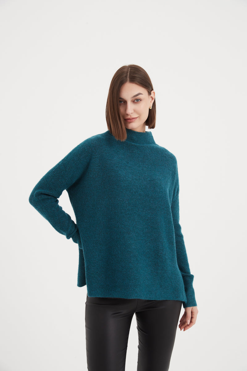 Funnel Neck Easy Knit Teal