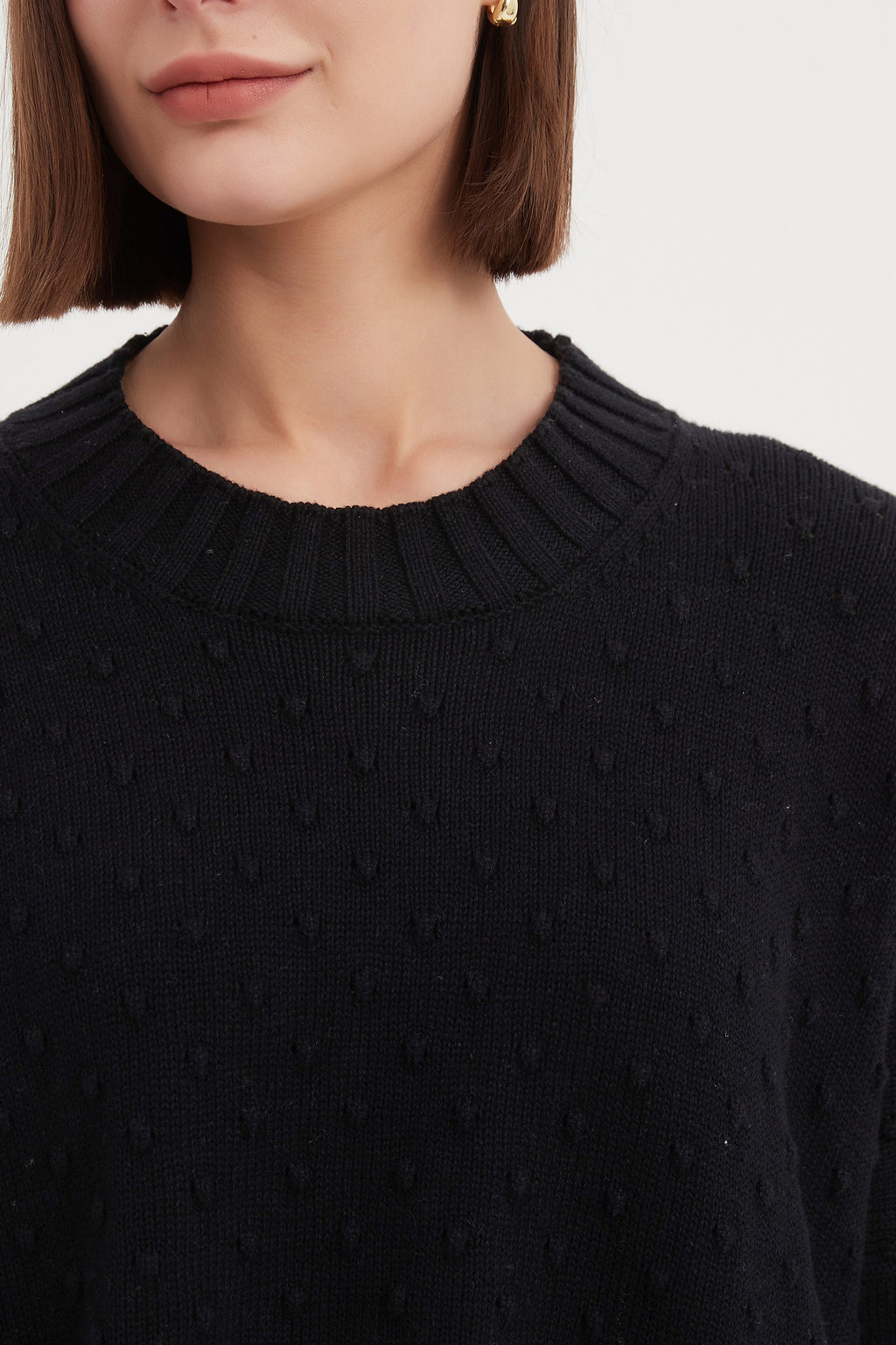 Textured Spot Knit Black