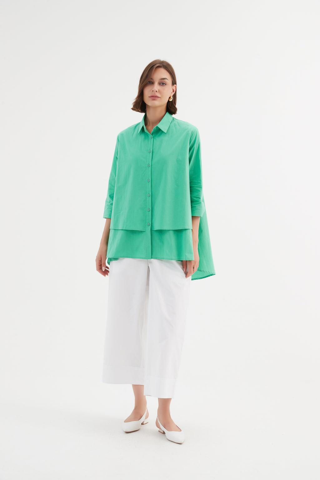 Tiered Front Shirt Green