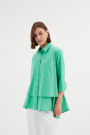 Tiered Front Shirt Green