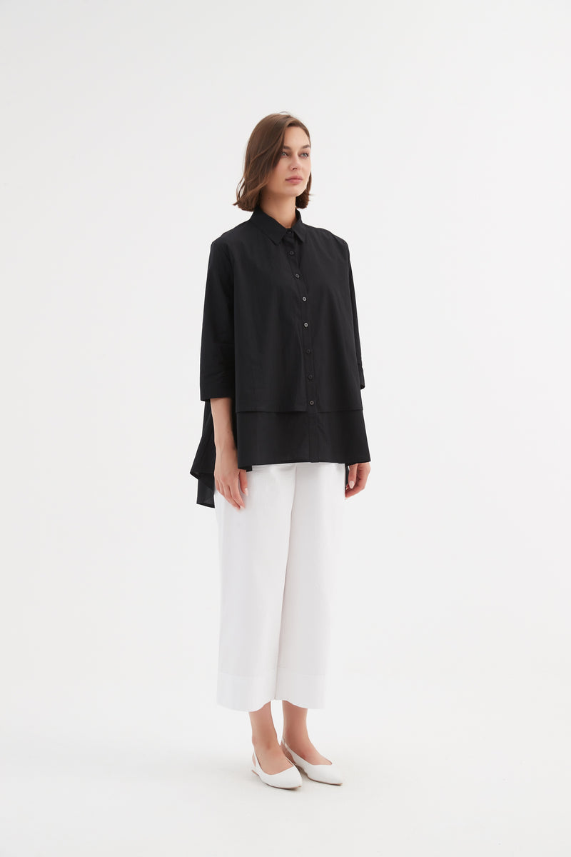 Tiered Front Shirt Black