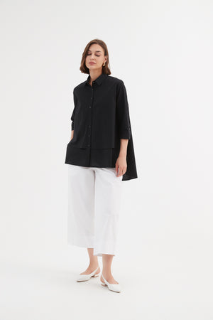 Tiered Front Shirt Black