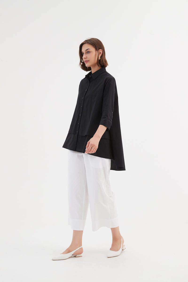 Tiered Front Shirt Black