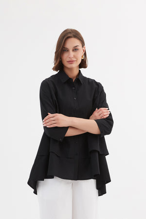 Tiered Front Shirt Black