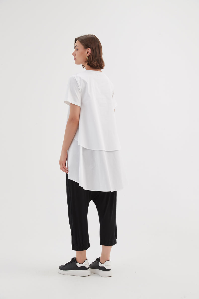 Tiered Back Combi Tee White