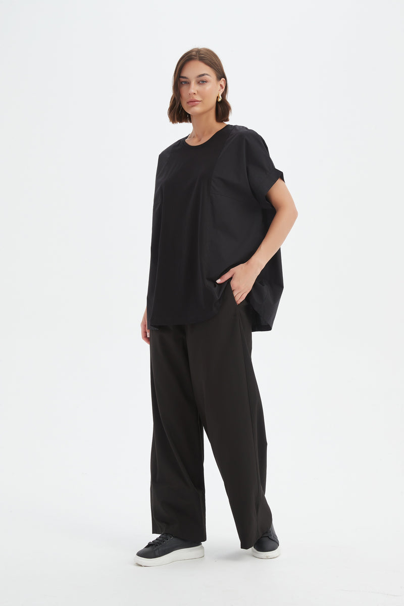 Boxy Panel Combi Tee Black