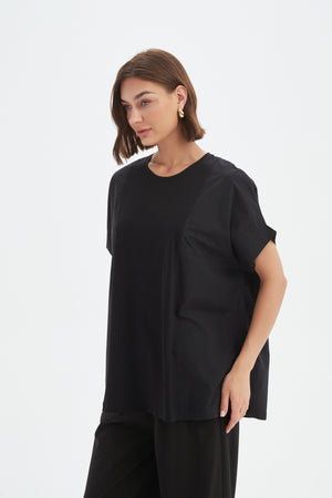 Boxy Panel Combi Tee Black
