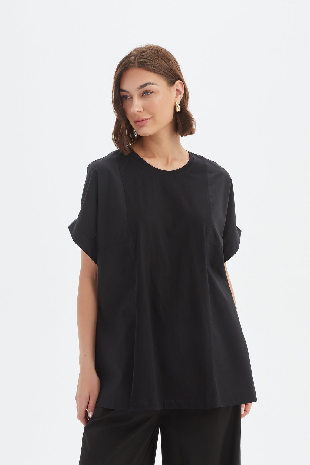 Boxy Panel Combi Tee Black