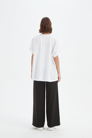 Boxy Panel Combi Tee White