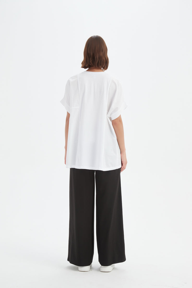 Boxy Panel Combi Tee White