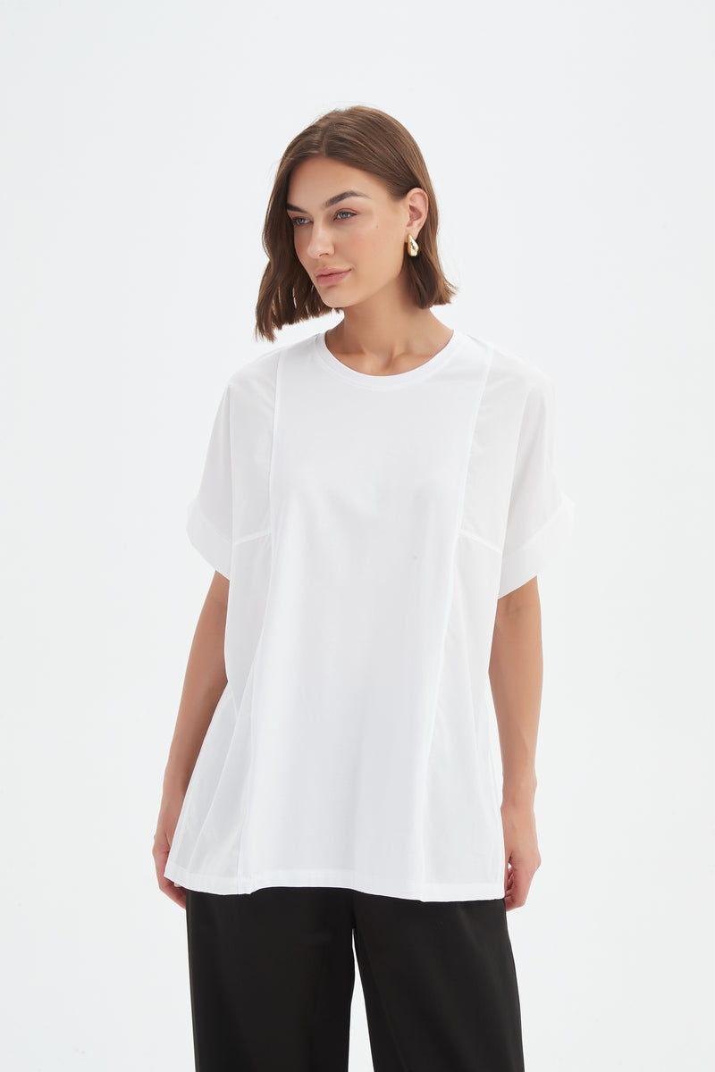 Boxy Panel Combi Tee White