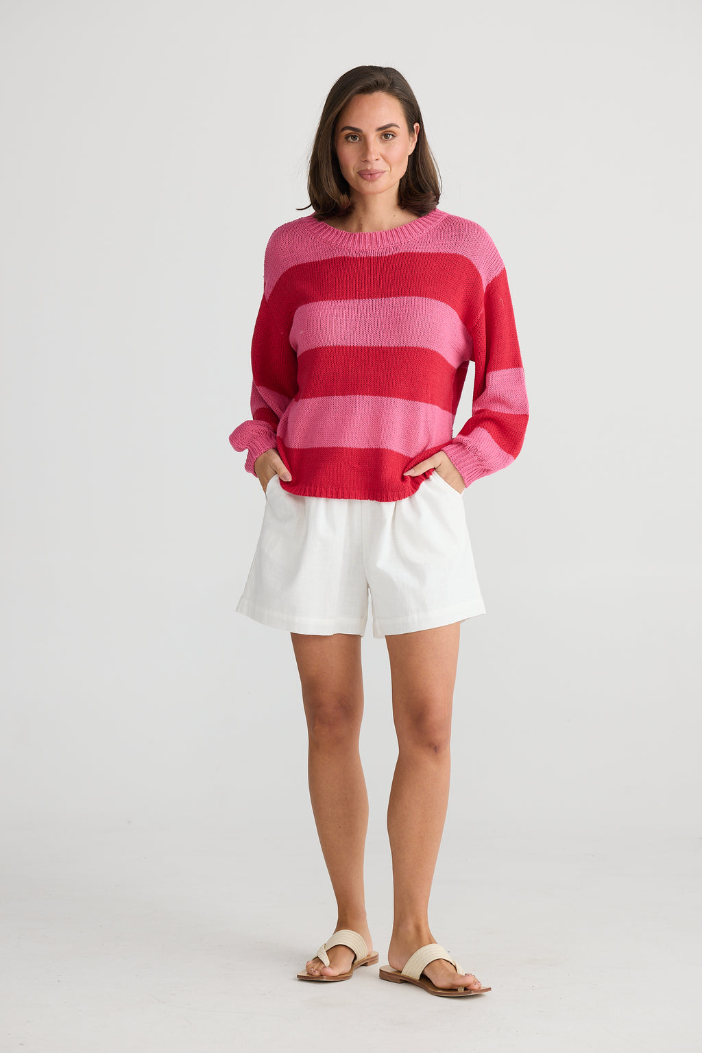 Driftwood Knit Red Stripe