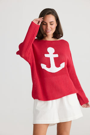 Anchored Knit Red + White