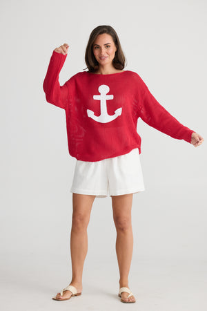 Anchored Knit Red + White